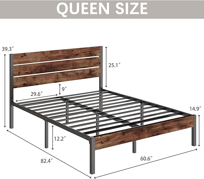 Allewie Fluest Queen Bed Frame with Headboard and Footboard