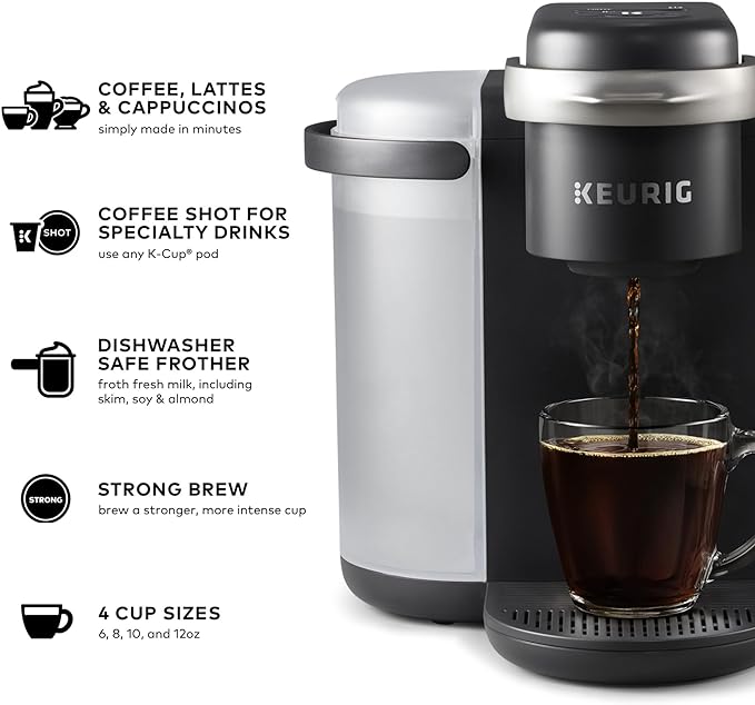 Keurig K-Cafe Single Serve K-Cup Coffee, Latte and Cappuccino Maker, Dark Charcoal