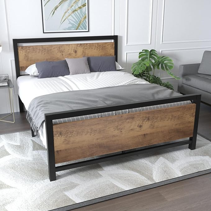 Catrimown Full Size Metal Platform Bed Frame 